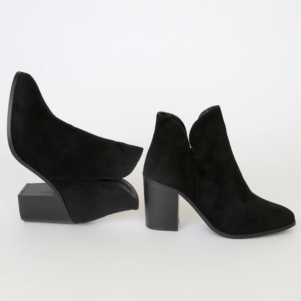 Martella Black Suede Ankle Booties - Picture 2 of 10